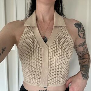 Beige Knit Halter Top